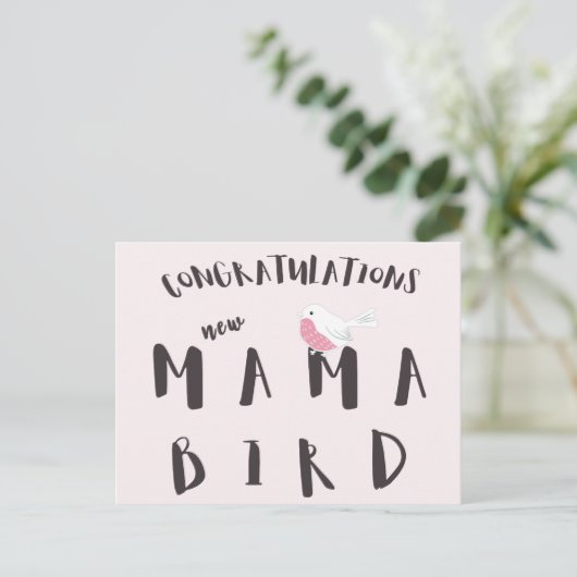 おめでとうございますNew Mama Bird -おもしろい引用文はがき ポストカード (スタンド正面)
