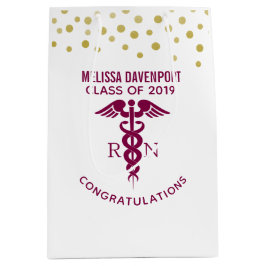 おめでとうございますRNナース大学院赤カドゥセウス ミディアムペーパーバッグ
