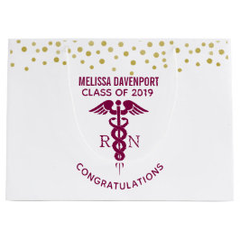 おめでとうございますRNナース大学院赤カドゥセウス ラージペーパーバッグ