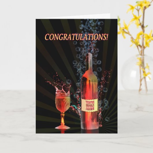 おめでとうございま独身のす、ぶどう酒をすすって カード (黄色い花)