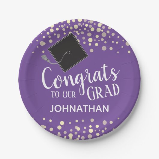 おめでとうと名前をカスタムする ペーパープレート (正面)