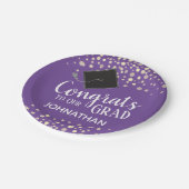 おめでとうと名前をカスタムする ペーパープレート (アングル)