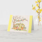 おめでとうと楽しむ新しいキャンパー カード (黄色い花)
