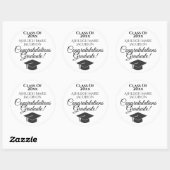 おめでとうのクラス卒業!ブラック&ホワイト ラウンドシール (シート)