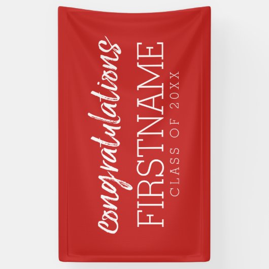 おめでとうのクラス – 赤を編集できる 横断幕 (縦)