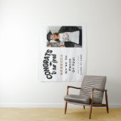 おめでとうのグラッド写真名黒金ゴールド白 タペストリー (インサイチュ)