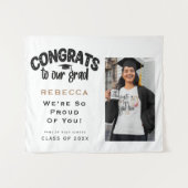 おめでとうのグラッド写真名黒金ゴールド白 タペストリー (正面(横))