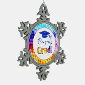 おめでとうのグラデーション色、おもしろい スノーフレークピューターオーナメント (左)