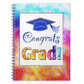 おめでとうのグラデーション色、おもしろい ノートブック (正面)