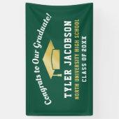 おめでとうのグリーンと金ゴールド 横断幕 (縦)