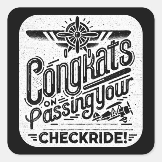 おめでとうのチェックライド通過！ スクエアシール (正面)
