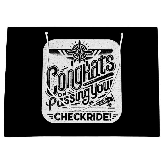 おめでとうのチェックライド通過！ ラージペーパーバッグ (正面)