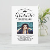 おめでとうのブラックスクリプトの写真 招待状 (スタンド正面)