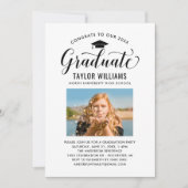 おめでとうのブラックスクリプトの写真 招待状 (正面)