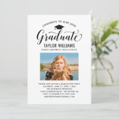 おめでとうのブラックスクリプトの写真 招待状 (スタンド正面)