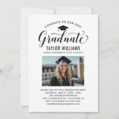 おめでとうのブラックスクリプトの写真 招待状 (正面)