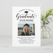 おめでとうのブラックスクリプトの写真 招待状 (スタンド正面)