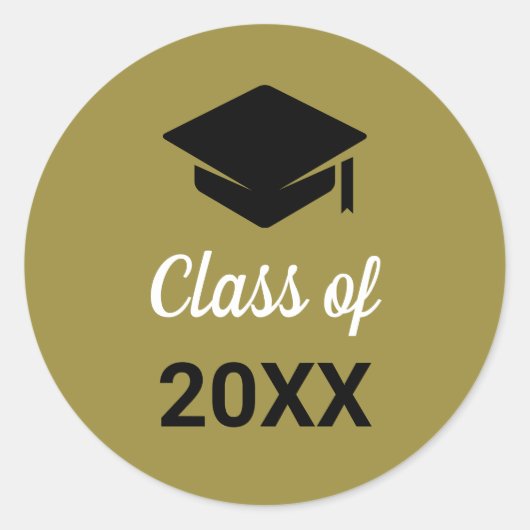 おめでとうの卒業式の上限クラス（任意の年） ラウンドシール (正面)