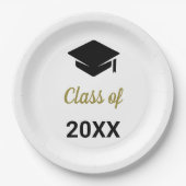 おめでとうの卒業式クラス任意の年の卒業式キャップ ペーパープレート (正面)