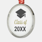 おめでとうの卒業式クラス任意の年の卒業式キャップ メタルオーナメント (左)
