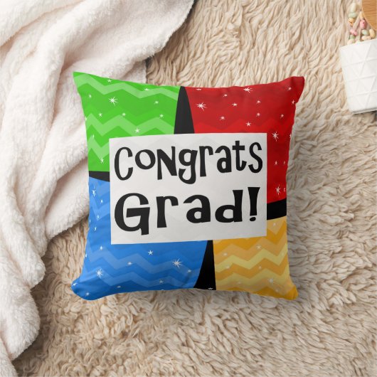 おめでとうの卒業生の陽気で多彩な卒業パーティー クッション (ブランケット)