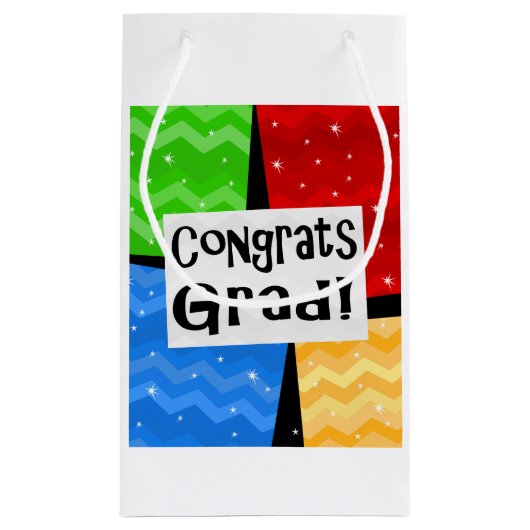 おめでとうの卒業生の陽気で多彩な卒業パーティー スモールペーパーバッグ (裏面)