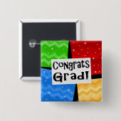 おめでとうの卒業生の陽気で多彩な卒業パーティー 缶バッジ (正面&裏面)