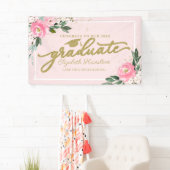 おめでとうの卒業生ピンクフローラの卒業パーティー 横断幕 (インサイチュ)