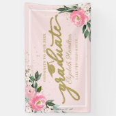 おめでとうの卒業生ピンクフローラの卒業パーティー 横断幕 (縦)