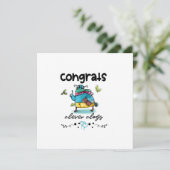 おめでとうの巧妙な下駄の漫画のハトのユーモア カード (スタンド正面)