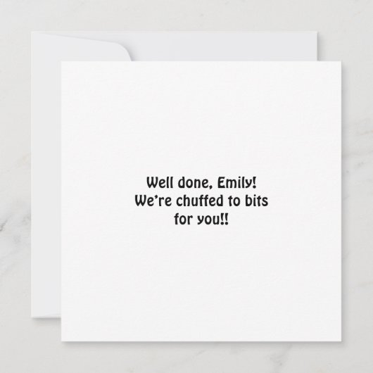 おめでとうの巧妙な下駄の漫画ハトのユーモアカード カード (裏面)