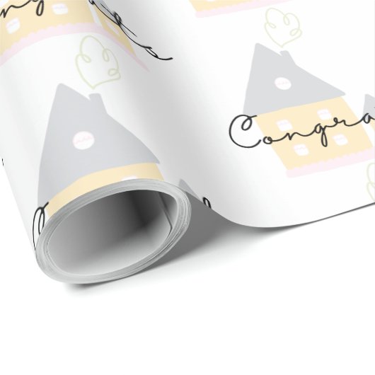 おめでとうの新しいホームラッピング紙 ラッピングペーパー (ロールコーナー)