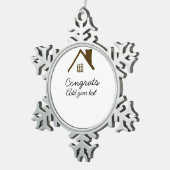 おめでとうの新しい家実在主地就任t スノーフレークピューターオーナメント (右)