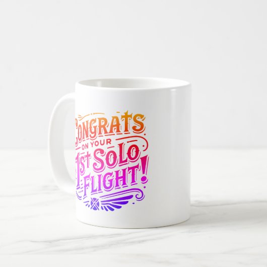 おめでとうの最初のソロフライトコーヒーマグ コーヒーマグカップ (正面左)