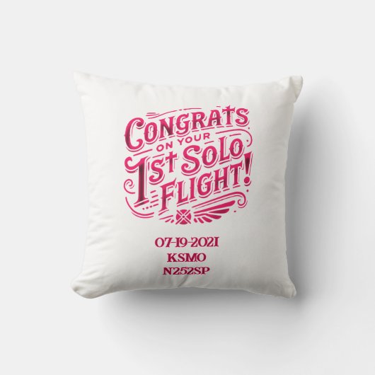 おめでとうの最初の単独飛行 クッション (正面)