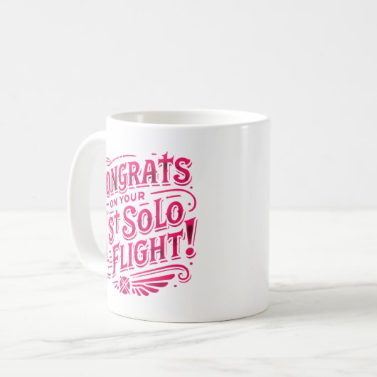 おめでとうの最初の単独飛行 コーヒーマグカップ (正面左)