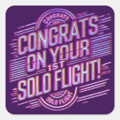 おめでとうの最初の単独飛行 スクエアシール (正面)