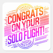 おめでとうの最初の単独飛行 スクエアシール (正面)