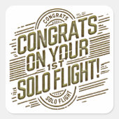 おめでとうの最初の単独飛行 スクエアシール (正面)