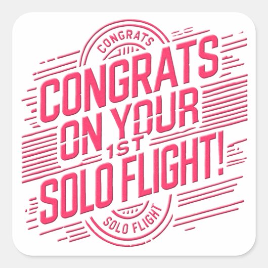 おめでとうの最初の単独飛行 スクエアシール (正面)