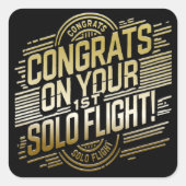 おめでとうの最初の単独飛行 スクエアシール (正面)