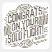 おめでとうの最初の単独飛行 スクエアシール (正面)