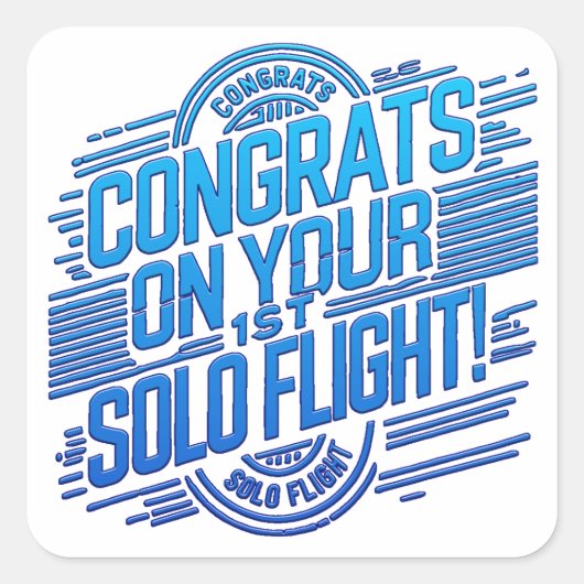 おめでとうの最初の単独飛行 スクエアシール (正面)