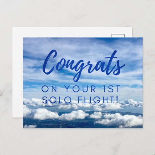 おめでとうの最初の単独飛行 ポストカード (正面/裏面)