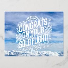 おめでとうの最初の単独飛行 箔シーズンポストカード