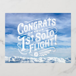 おめでとうの最初の単独飛行 箔シーズンポストカード