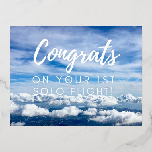 おめでとうの最初の単独飛行 箔シーズンポストカード (正面)
