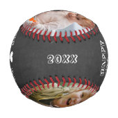 「おめでとうの父」の日、3日目のフォトコラージュ・チャルクボード 野球ボール (裏面)