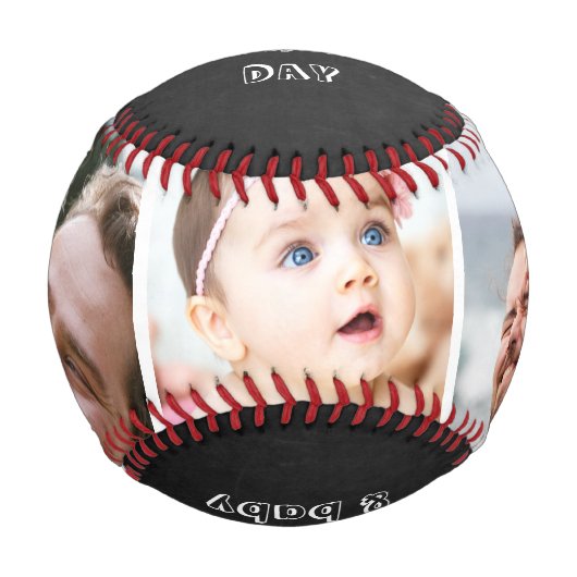 「おめでとうの父」の日、3日目のフォトコラージュ・チャルクボード 野球ボール (正面)