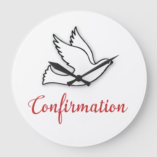 おめでとうの確認金ゴールド、赤 ラージ壁時計 (正面)